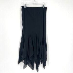Vtg Alex‎ Evenings Skirt Womens L Black Fairy Asymmetrical Whimsigoth Midi